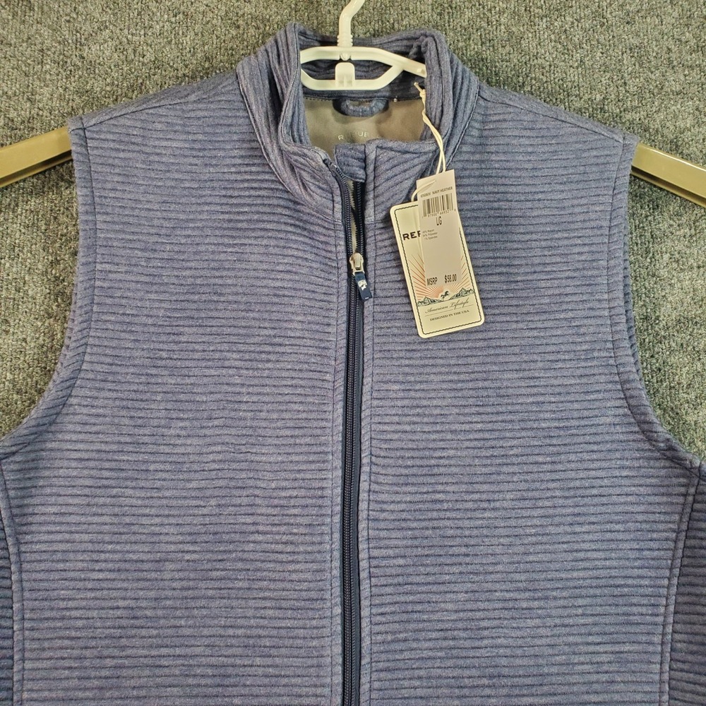 For The Republic Vest Mens L 60160061M Navy Heather Ribbed Zip NEW